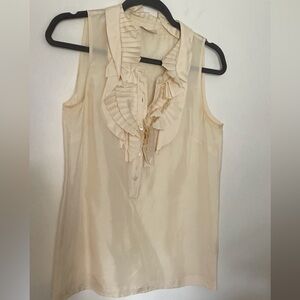 J. Crew Minimalist Cream Sleeveless Ruffle Blouse XS